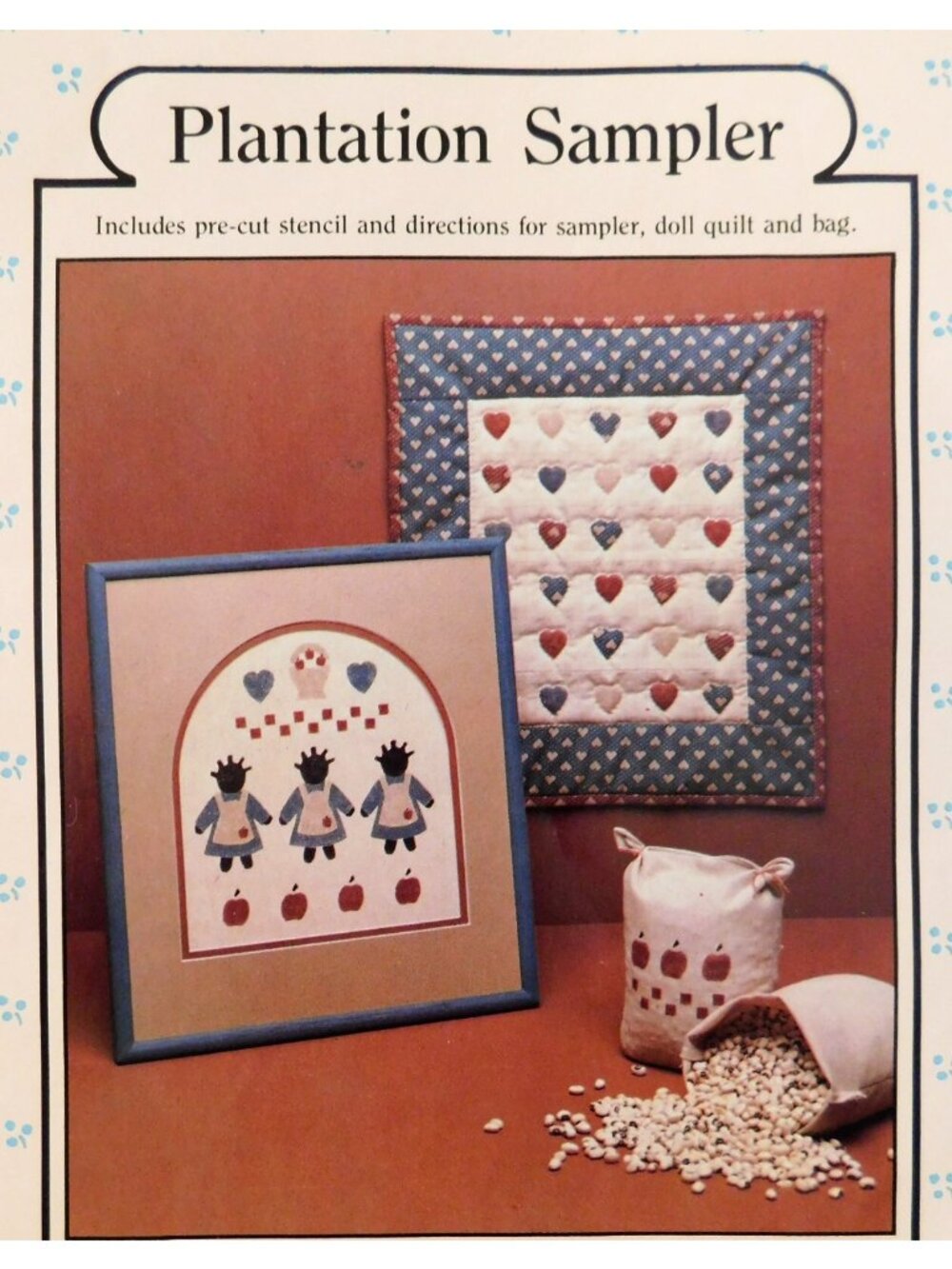 Jenny Wren Plantation Sampler Stencil for Sampler Doll Quilt Bag Hearts Apples